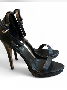 FSJ Black Strappy High Heel Sandals